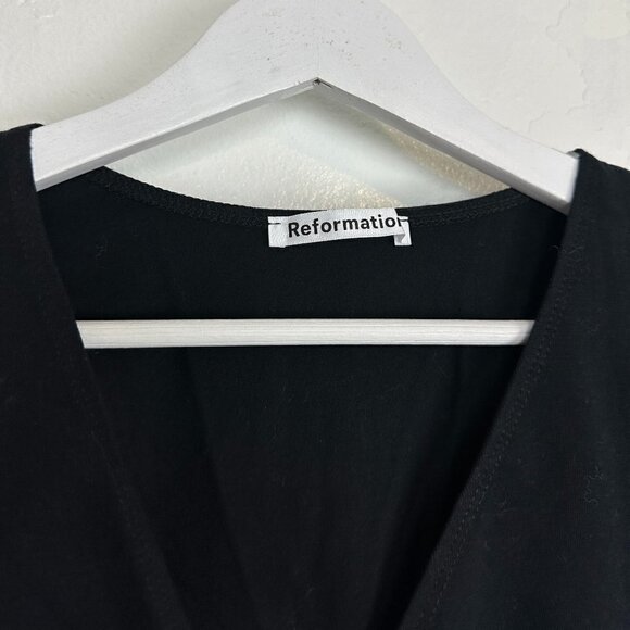 REFORMATION Cally Dress Long Sleeve Mini Knit in Black Size Medium - Picture 4 of 6